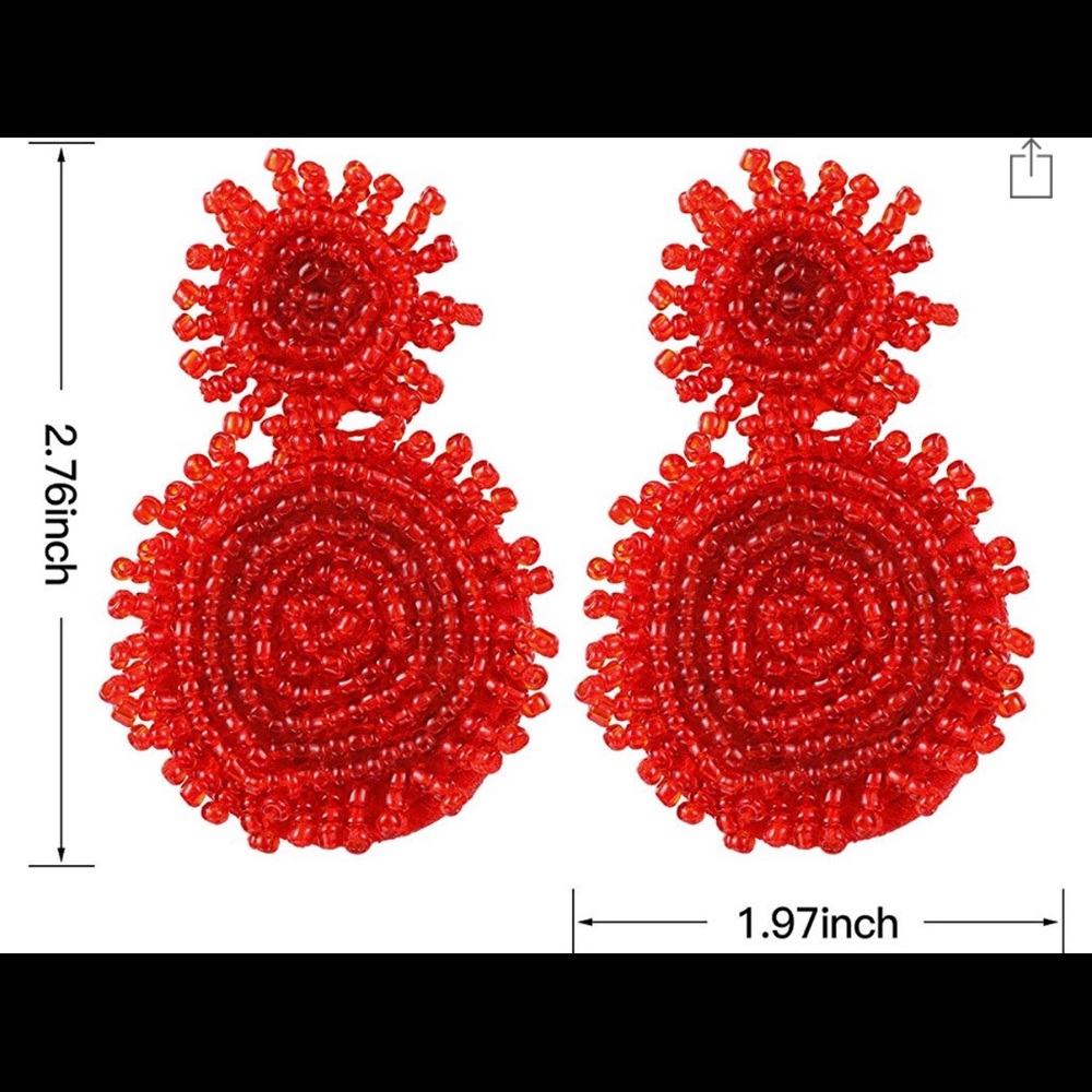 Red Bohemian Beaded Earrings